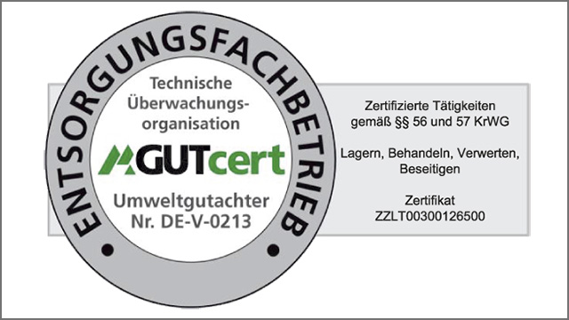 Logo gutcert Entsorgungsfachbetrieb Logo gutcert Entsorgungsfachbetrieb